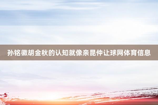 孙铭徽胡金秋的认知就像亲昆仲让球网体育信息