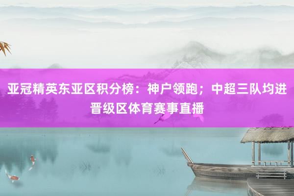 亚冠精英东亚区积分榜：神户领跑；中超三队均进晋级区体育赛事直播